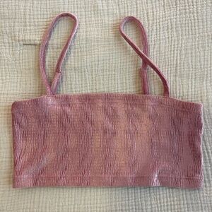 Light pink velvet bandeau top - Urban Outfitters